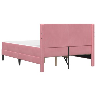 vidaXL Σκελετός κρεβατιού με στρώμα Ροζ 120 x 200 cm Βελούδο