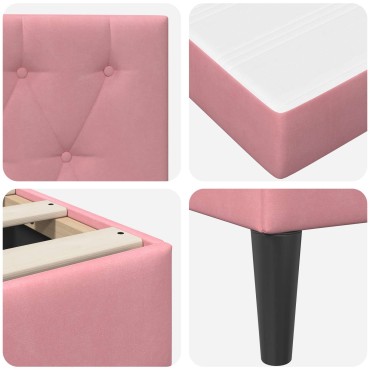 vidaXL Σκελετός κρεβατιού με στρώμα Ροζ 120 x 200 cm Βελούδο