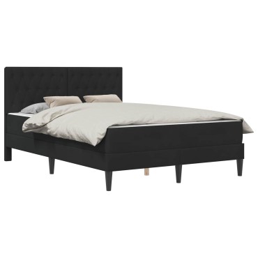 vidaXL Σκελετός κρεβατιού με στρώμα Μαύρο 140 x 190 cm Βελούδο