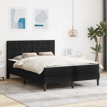 vidaXL Σκελετός κρεβατιού με στρώμα Μαύρο 140 x 190 cm Βελούδο