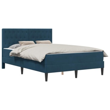 vidaXL Σκελετός κρεβατιού με στρώμα Μπλε 140 x 200 cm Βελούδο
