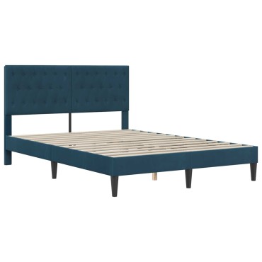 vidaXL Σκελετός κρεβατιού με στρώμα Μπλε 140 x 200 cm Βελούδο