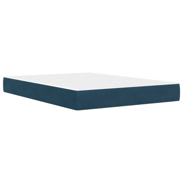 vidaXL Σκελετός κρεβατιού με στρώμα Μπλε 140 x 200 cm Βελούδο