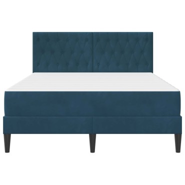 vidaXL Σκελετός κρεβατιού με στρώμα Μπλε 140 x 200 cm Βελούδο