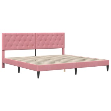 vidaXL Σκελετός κρεβατιού με στρώμα Ροζ 180x200cm Βελούδο