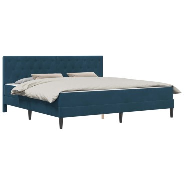 vidaXL Σκελετός κρεβατιού με στρώμα Μπλε 180x200cm Βελούδο