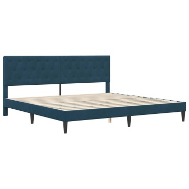 vidaXL Σκελετός κρεβατιού με στρώμα Μπλε 180x200cm Βελούδο
