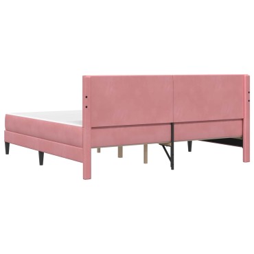 vidaXL Σκελετός κρεβατιού με στρώμα Ροζ 200x200cm Βελούδο