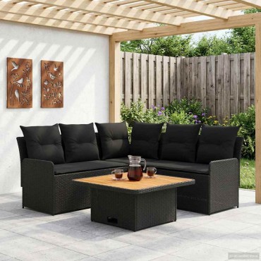 vidaXL Σύνολα επίπλων 4 τεμ. Μαύρο Ράτα PE 90x90x68cm