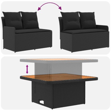 vidaXL Σύνολα επίπλων 4 τεμ. Μαύρο Ράτα PE 90x90x68cm