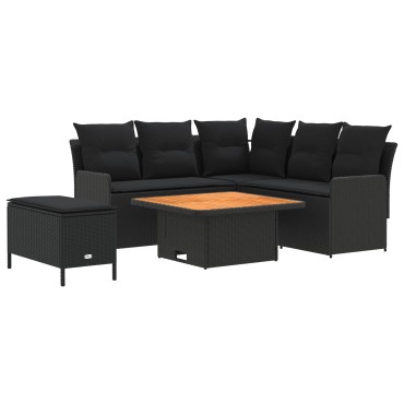 vidaXL Σύνολα επίπλων 5 τεμ. Μαύρο Ράτα PE 90x90x68 cm