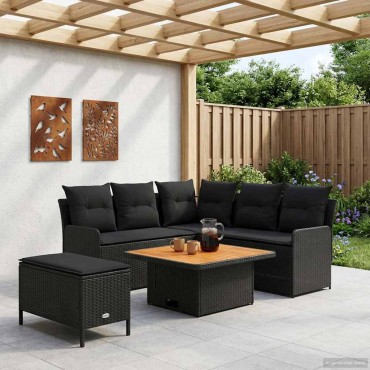 vidaXL Σύνολα επίπλων 5 τεμ. Μαύρο Ράτα PE 90x90x68 cm