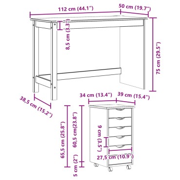 vidaXL Σετ Γραφείου και Κινητού Ντουλαπιού MOSS 2 pcs Μέλι Καφέ