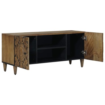 vidaXL Ντουλάπι TV Καφέ 105x33,5x46cm Στερεό ξύλο μάνγκο 1 τεμ.
