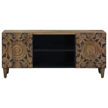 vidaXL Ντουλάπι TV Καφέ 105x33x46cm Στερεό ξύλο μάνγκο 1 τεμ.