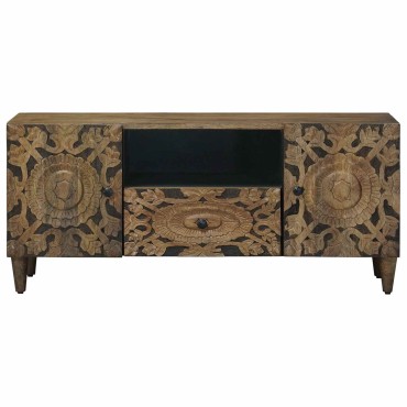 vidaXL Ντουλάπι TV Καφέ 105x33,5x46cm Στερεό ξύλο μάνγκο 1 τεμ.