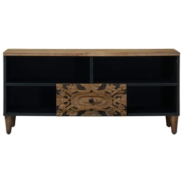vidaXL Ντουλάπι TV Καφέ 100x33x46cm Στερεό ξύλο μάνγκο 1 τεμ.