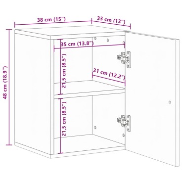 vidaXL Κρεμαστό Ντουλάπι Μπάνιου Καφέ 38x33x48 εκ