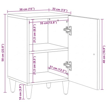 vidaXL Ντουλάπι Μπάνιου Καφέ 38x33,5x58cm Στερεό ξύλο μάνγκο