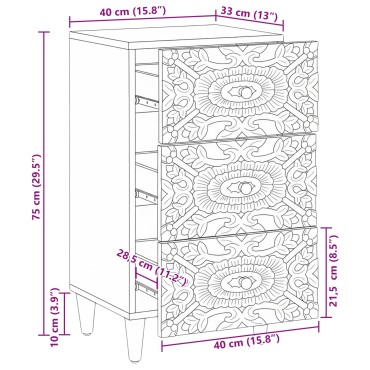vidaXL Πλαϊνό γραφείο Καφέ 40x33x75cm Στερεό ξύλο μάνγκο
