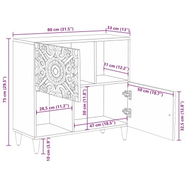 vidaXL Πλαϊνό γραφείο Καφέ 80x33,5x75cm Στερεό ξύλο μάνγκο