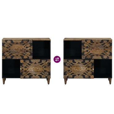 vidaXL Πλαϊνό γραφείο Καφέ 80x33,5x75cm Στερεό ξύλο μάνγκο