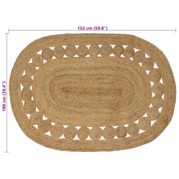 vidaXL Χαλιά χώρου Φυσικό 100x152cm Γιούτα