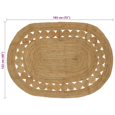 vidaXL Χαλιά χώρου Φυσικό 122x183cm Γιούτα