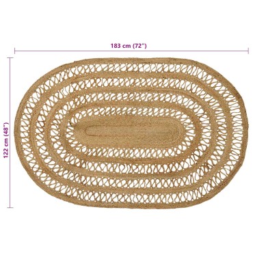 vidaXL Χαλί Περιοχής Φυσικό 122x183cm Γιούτα