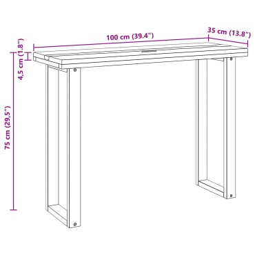 vidaXL Τραπέζι κονσόλας Καφέ 100x35x75cm Στερεό Ξύλο Τίκ