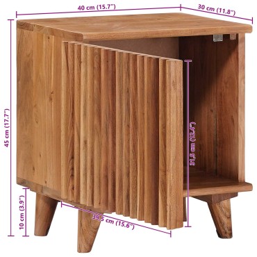 vidaXL Χειροποίητο Κομοδίνο Καφέ Τίκ 40x30x45cm 1 τεμ.