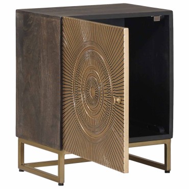 vidaXL Χειροποίητο Κομοδίνο Καφετί 40x30x50cm Στερεό ξύλο μάνγκο 1 τεμ.