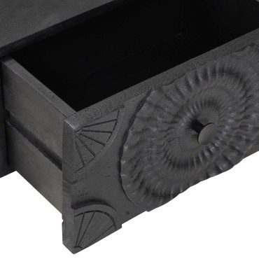vidaXL Χειροποίητο Κομοδίνο Μαύρο 40x30x20cm Στερεό ξύλο μάνγκο 1 τεμ.