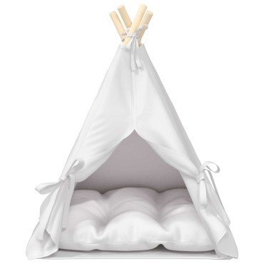 vidaXL Teepee για κατοικίδια με μαξιλάρι Λευκό 50 x 50 x 60 cm