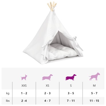vidaXL Teepee για κατοικίδια με μαξιλάρι Λευκό 60 x 60 x 70 cm