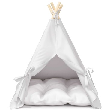 vidaXL Teepee για κατοικίδια με μαξιλάρι Λευκό 60 x 60 x 70 cm