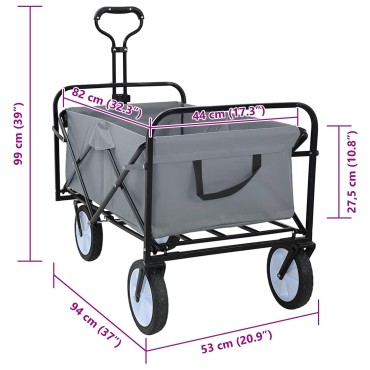 vidaXL Καρότσι Αγορών Με Φρένα Γκρι 94 x 53 x 99 εκ Ύφασμα Oxford