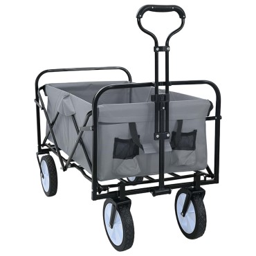 vidaXL Καρότσι Αγορών Με Φρένα Γκρι 94 x 53 x 99 εκ Ύφασμα Oxford