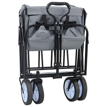 vidaXL Καρότσι Αγορών Με Φρένα Γκρι 94 x 53 x 99 εκ Ύφασμα Oxford