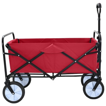vidaXL Καρότσι Αγορών Με Φρένα Κόκκινο 94 x 53 x 99 εκ Ύφασμα Oxford