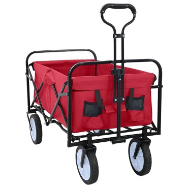 vidaXL Καρότσι Αγορών Με Φρένα Κόκκινο 94 x 53 x 99 εκ Ύφασμα Oxford