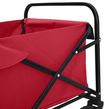vidaXL Καρότσι Αγορών Με Φρένα Κόκκινο 94 x 53 x 99 εκ Ύφασμα Oxford