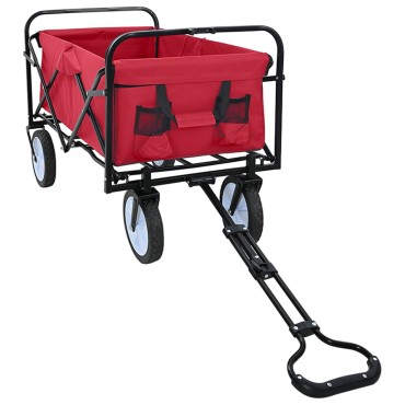 vidaXL Καρότσι Αγορών Με Φρένα Κόκκινο 94 x 53 x 99 εκ Ύφασμα Oxford