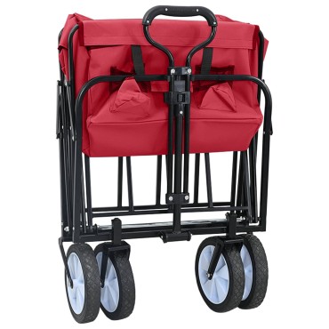 vidaXL Καρότσι Αγορών Με Φρένα Κόκκινο 94 x 53 x 99 εκ Ύφασμα Oxford
