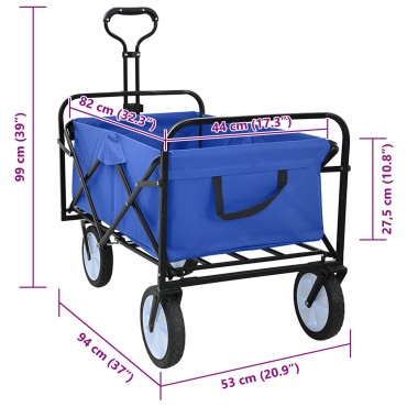 vidaXL Καρότσι Αγορών Με Φρένα Μπλε 94 x 53 x 99 εκ Ύφασμα Oxford