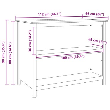 vidaXL Νησιά Κουζίνας HILL Λευκός 112 x 66 x 90 εκ Στερεό πεύκο