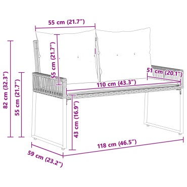 vidaXL Εξωτερικός πάγκος 2 -Seater 4 τεμ. 110x59x82cm Ορθογώνιος