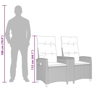 vidaXL Ρυθμιζόμενος Πάγκος με Τραπέζι 2 -Seater 126x65x112cm