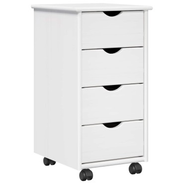 vidaXL Κινητό Ντουλάπι Λευκό 34x39x65,5cm Στερεό ξύλο πεύκου