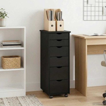 vidaXL Κινητό Ντουλάπι 34x39x93,5cm Στερεό ξύλο πεύκου Μαύρο